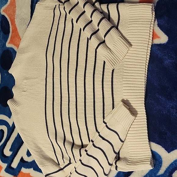 Maeve Anthropologie Striped Cotton Blend Mock Neck Sweater/Pullover Size XL - Picture 6 of 8